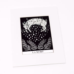 Sérigraphie de tarot de la mort noir et argent