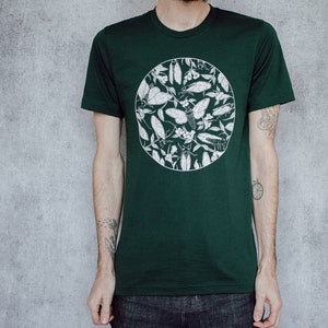 Cicada and Floral Emerge Forest Green Screen Printed T-Shirt image 2