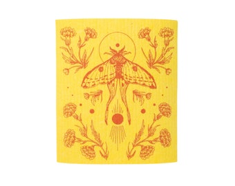 Moth Shrine Yellow Swedish Dish Cloth Sponge