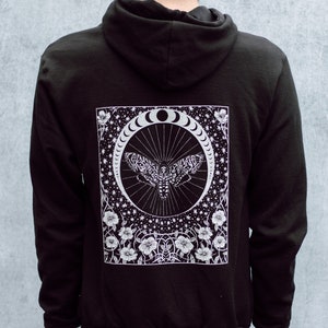 Nouveau Death's Head Moth and Moon Fleece Hoodie