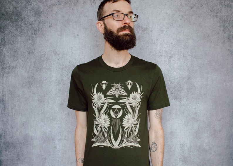 Time and All Her Wisdom Deep Olive Screen Printed Unisex Tee image 2