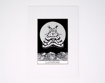 The High Priestess Black and Silver Tarot Screen Print