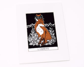 Serigrafía del Tarot del Ermitaño en Negro y Cobre