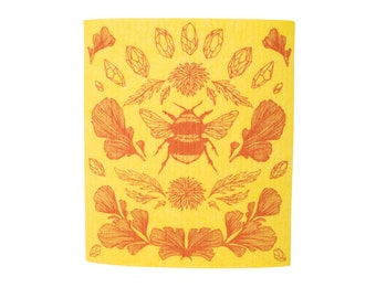 Bee Shrine Yellow Swedish Dish Cloth Sponge