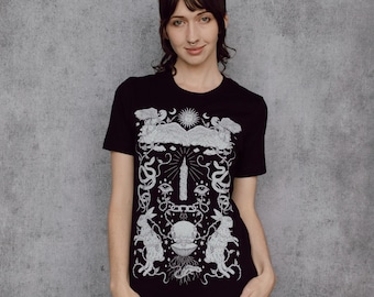 Alchemy of Luck Punk Hand Printed Black T-Shirt