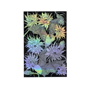 Bats and Night Blooming Cactus Holographic Foil Sticker image 7