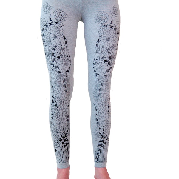 Cacti and Succulents Heather Gray Jersey Leggings