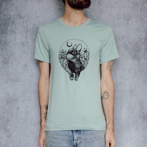 Rabbit and Moon Seafoam Unisex T-Shirt image 7