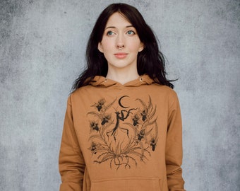 Orchid Mantis and Flowers Punk Screen Print Pull Over Hoodie