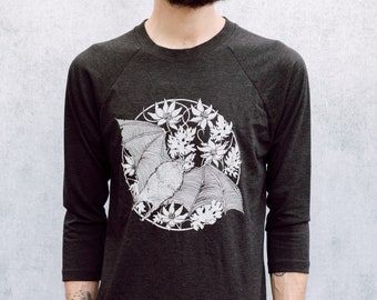 Vampire Bat Unisex Screen Print Baseball Tee