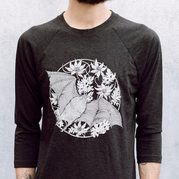 Vampire Bat Unisex Screen Print Baseball Tee