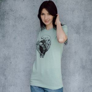 Rabbit and Moon Seafoam Unisex T-Shirt image 8