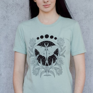 Luna Moth and Protea Flower Seafoam Unisex T-Shirt image 6