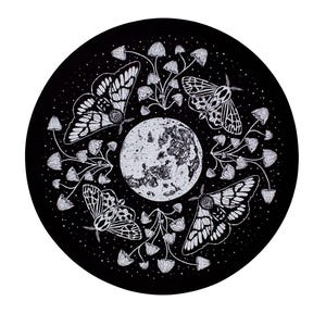 Mottenmond und Pilz im Siebdruckverfahren bedruckte schwarze Slipmat