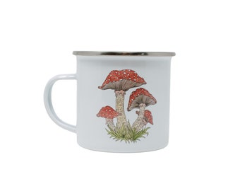 Watercolor Toadstool Mushroom Enamel Camp Mug