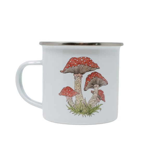 Watercolor Toadstool Mushroom Enamel Camp Mug