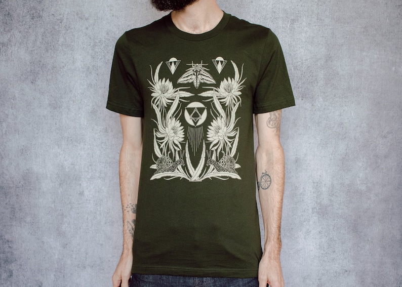 Time and All Her Wisdom Deep Olive Screen Printed Unisex Tee image 4