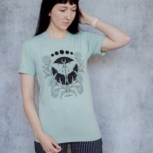 Luna Moth and Protea Flower Seafoam Unisex T-Shirt image 7