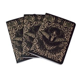 Carnets de notes vierges en kraft noir naturel avec escargots goliathus et salamandres