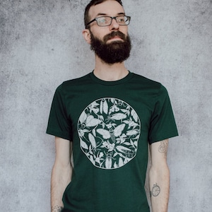 Cicada and Floral Emerge Forest Green Screen Printed T-Shirt image 4