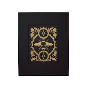 Bee Cosmic Curiosities Open Edition Black and Gold Metallic Screen Print Matted