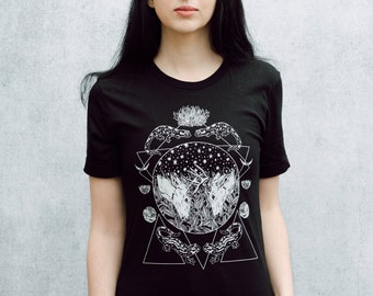 Alchemy of Fire Black Screen Print Punk Moon T-Shirt