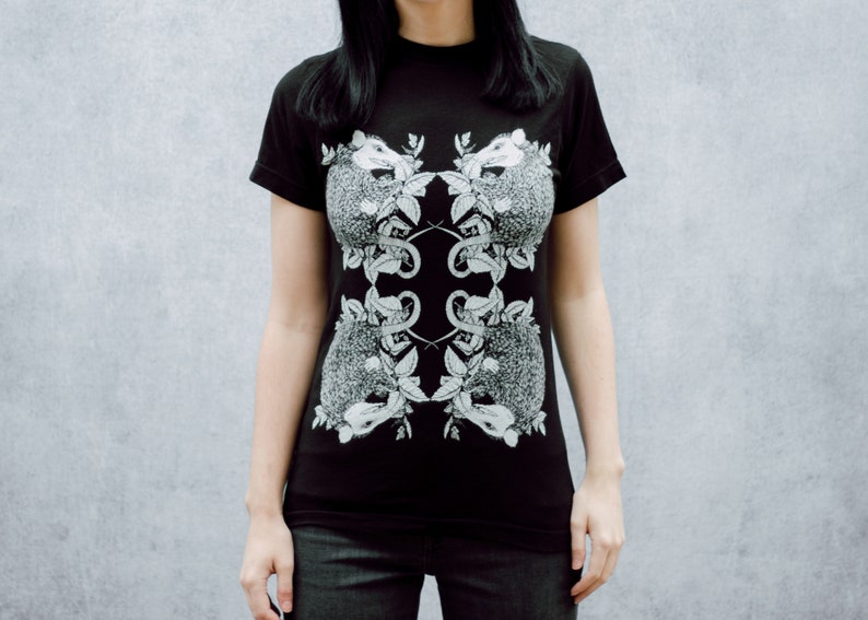 Entangled Possum and Stinging Nettle Black T-Shirt image 4