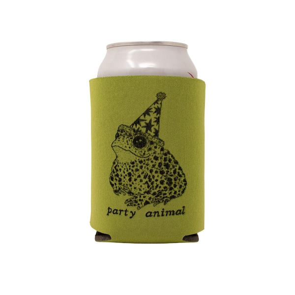 Party Animal Toad Olive Green Can Holder