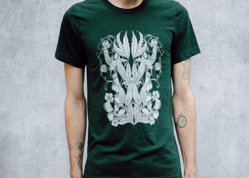 Heathered Evergreen Carnivorous Plants Unisex T-Shirt image 2