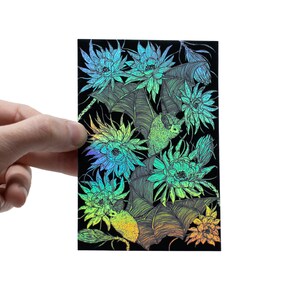 Bats and Night Blooming Cactus Holographic Foil Sticker image 9