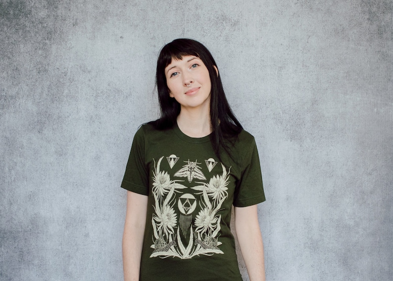 Time and All Her Wisdom Deep Olive Screen Printed Unisex Tee image 1