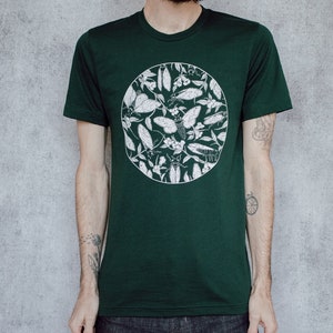 Cicada and Floral Emerge Forest Green Screen Printed T-Shirt image 6