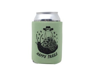 Happy Trails Cowboy Frog Green Can Holder