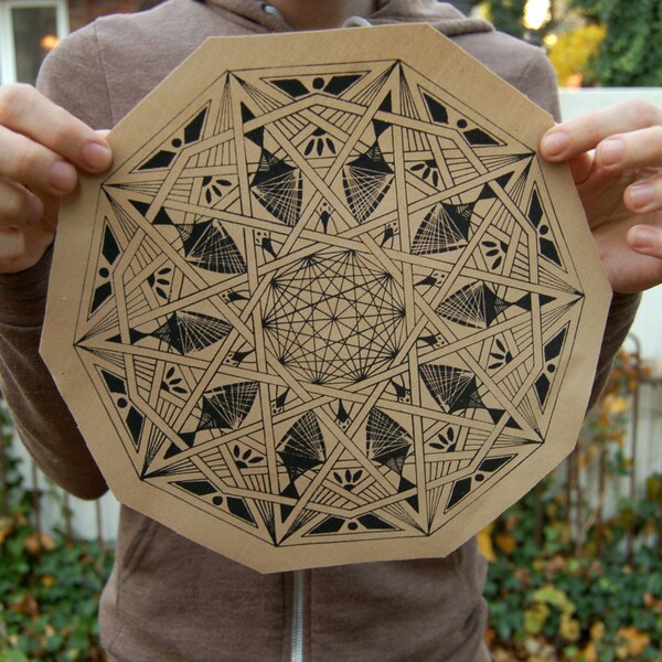 Tan Decagon Sew On Punk Back Patch