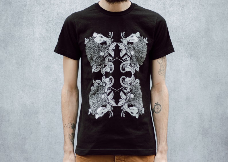 Entangled Possum and Stinging Nettle Black T-Shirt image 1