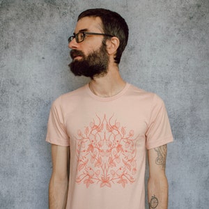 Mouse and Strawberry Peachy Pink Screen Printed Unisex Tee image 8