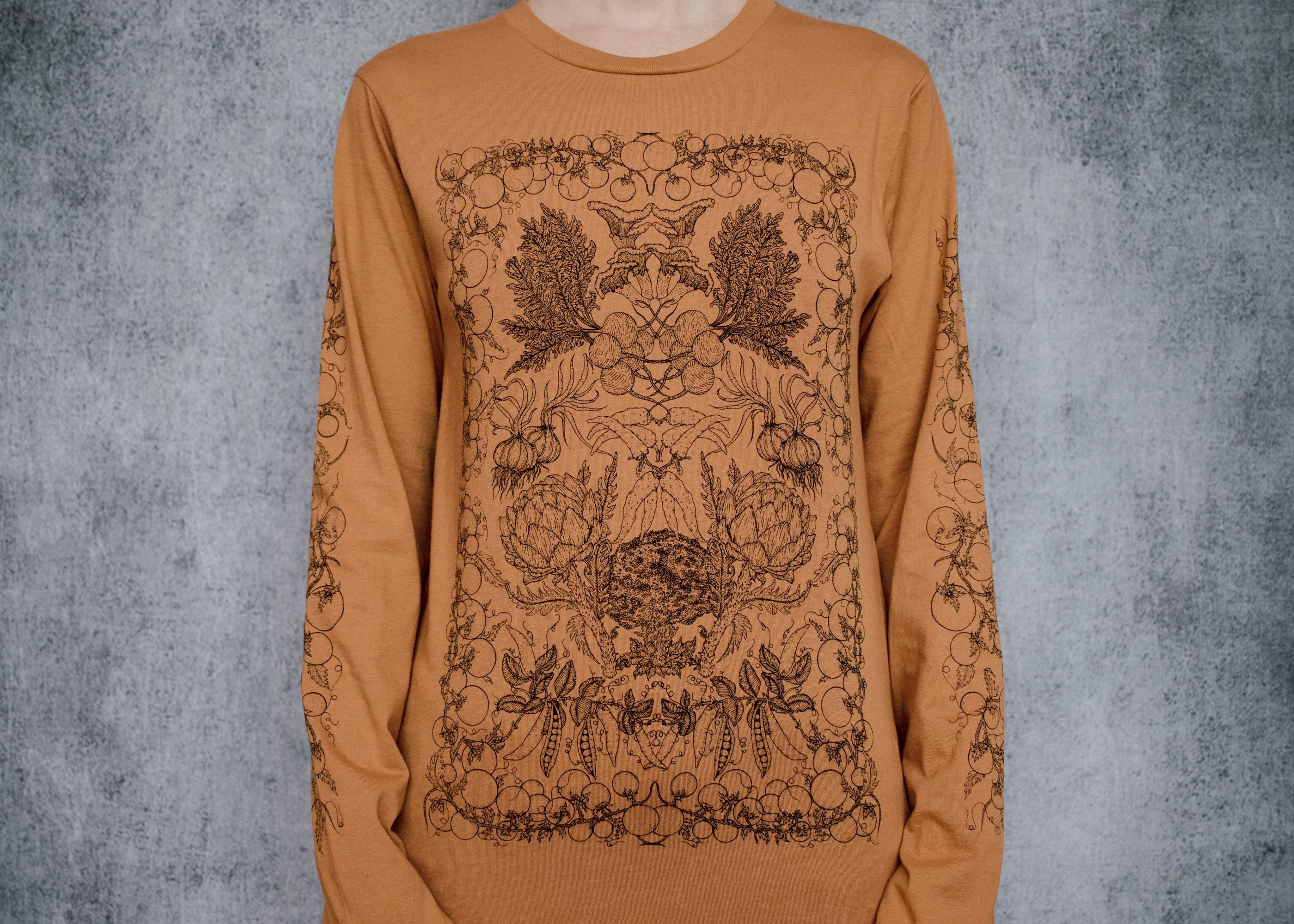 Vegetable Medley Long Sleeve Tee Unisex Hand Drawn Screen Printed Shirt