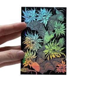 Bats and Night Blooming Cactus Holographic Foil Sticker image 6