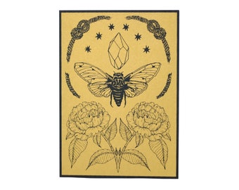 Cicada Golden Tiny Shrine Screen Print