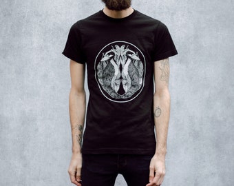 Night Heron Hex Unisex Black T-Shirt