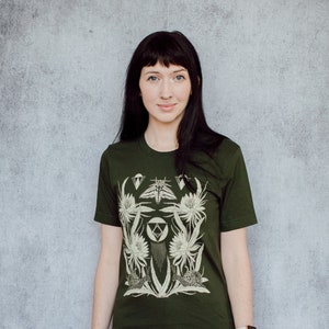 Time and All Her Wisdom Deep Olive Screen Printed Unisex Tee image 6