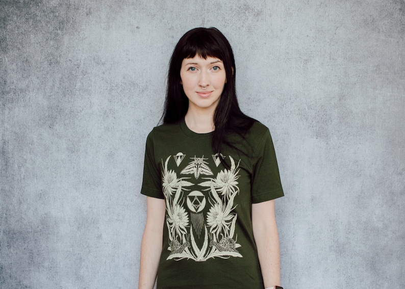 Time and All Her Wisdom Deep Olive Screen Printed Unisex Tee image 6