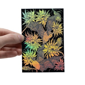 Bats and Night Blooming Cactus Holographic Foil Sticker image 4