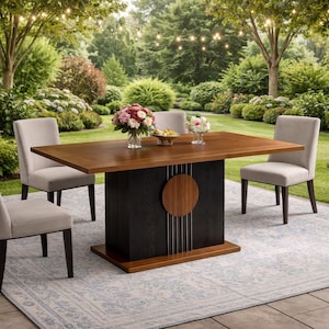 Farmhouse Dining Table 55 Inch – Wood Kitchen Table for 4-6, Rectangular Rustic Dining Room Table