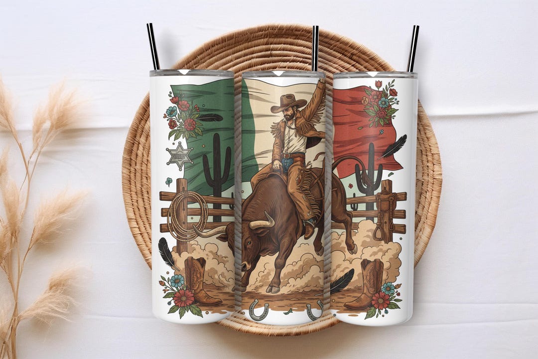 Bull Rider Tumbler Wrap | Western Rodeo Cowboy Design | Mexican Rodeo ...