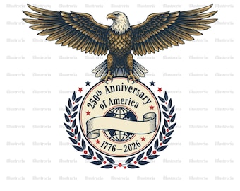 USA 250th Anniversary PNG 1776-2026 America 250 Emblem Patriotic 4th of July PNG Sublimation Design Digital Download