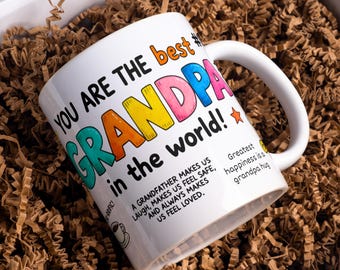Taza de sublimación de 325 ml y 433 ml: "El mejor abuelo del mundo", con frase divertida, regalo para abuelos, descarga digital.
