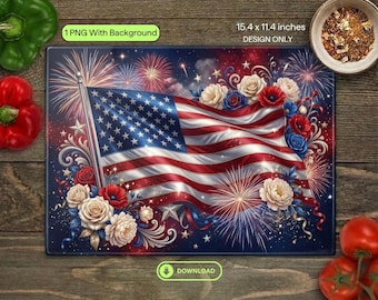 Sparkle Schneidebrett PNG der amerikanischen Flagge, Sublimationsschneidebrett Design der 4. Juli Küche Digitaler Download
