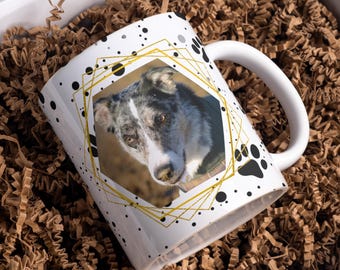Paw Dog Photo Custom Mug Wrap PNG Sublimation Template (11oz 15oz)