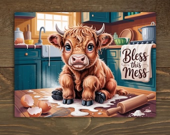 Funny Highland Cow Cutting Board PNG, Farmhouse Kitchen Decor, Rustic Cow Sublimation Cutting Board DIGITAL Design Instant Download